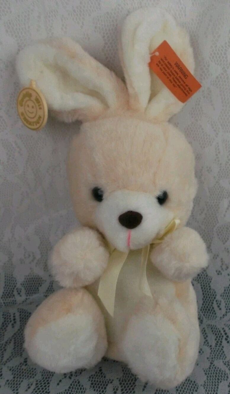 Vintage Cuddle Wit Bunny Rabbit Tan Cream White 14" Plush Stuffed Toy 1989 80s